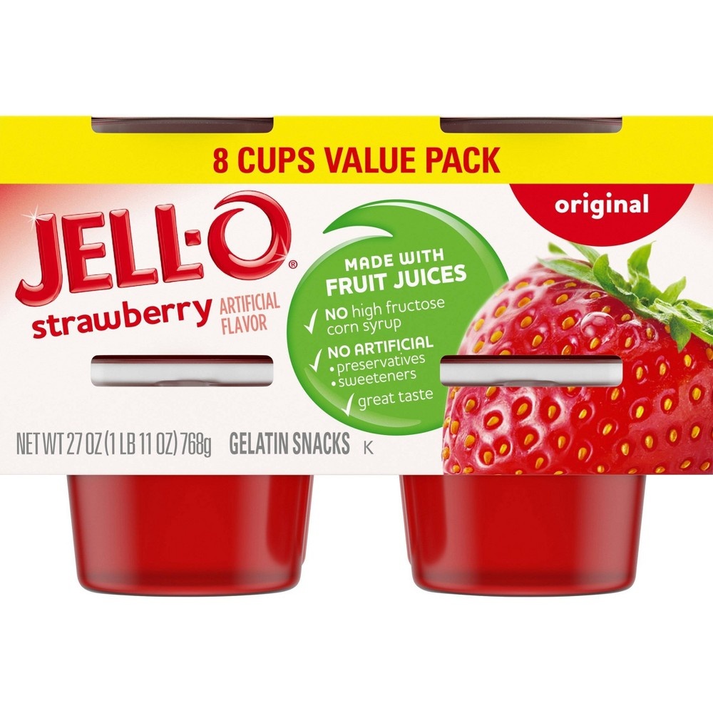 slide 3 of 6, JELL-O Original Strawberry Gelatin, 27 oz, 8 ct