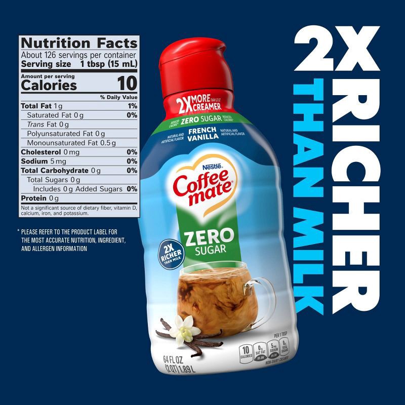 slide 6 of 7, Coffee mate Zero Sugar French Vanilla Coffee Creamer - 64 fl oz, 64 fl oz