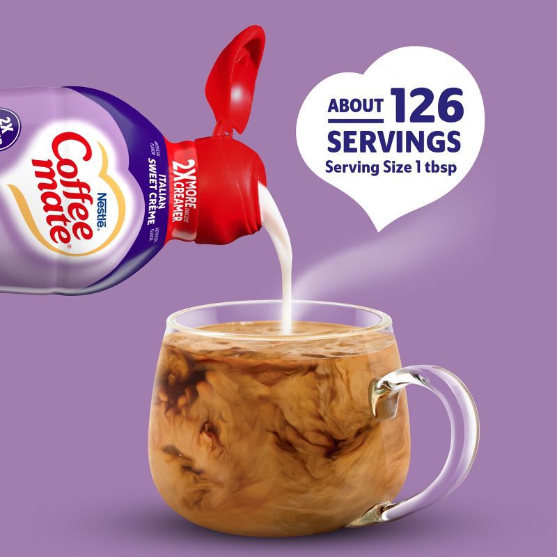 slide 4 of 11, Coffee mate Italian Sweet Crème Coffee Creamer - 0.5gal (64 fl oz), 0.5 gal, 64 fl oz