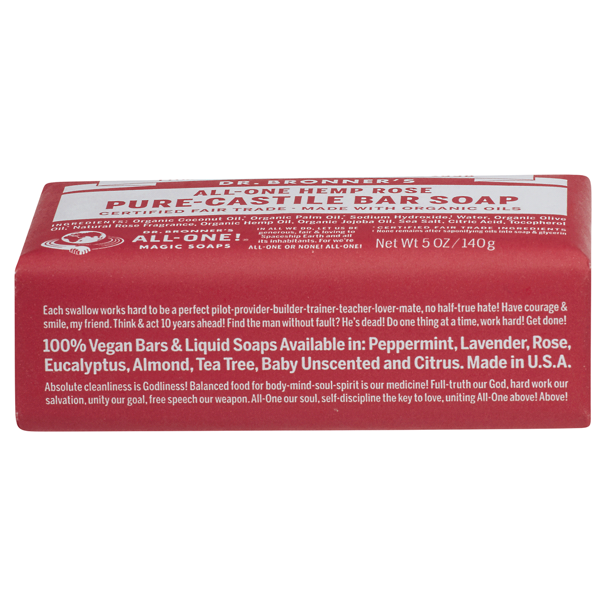 slide 9 of 13, Dr. Bronner's All-One Hemp Rose Pure-Castile Bar Soap 5 oz, 1 ct