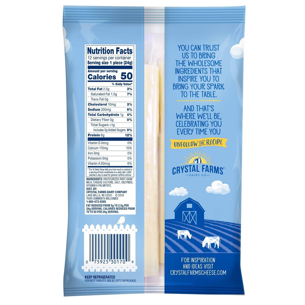 slide 3 of 4, Crystal Farms Light String Cheese - 12ct, 12 ct