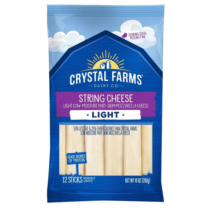 slide 1 of 7, Crystal Farms Light String Cheese - 12ct, 12 ct