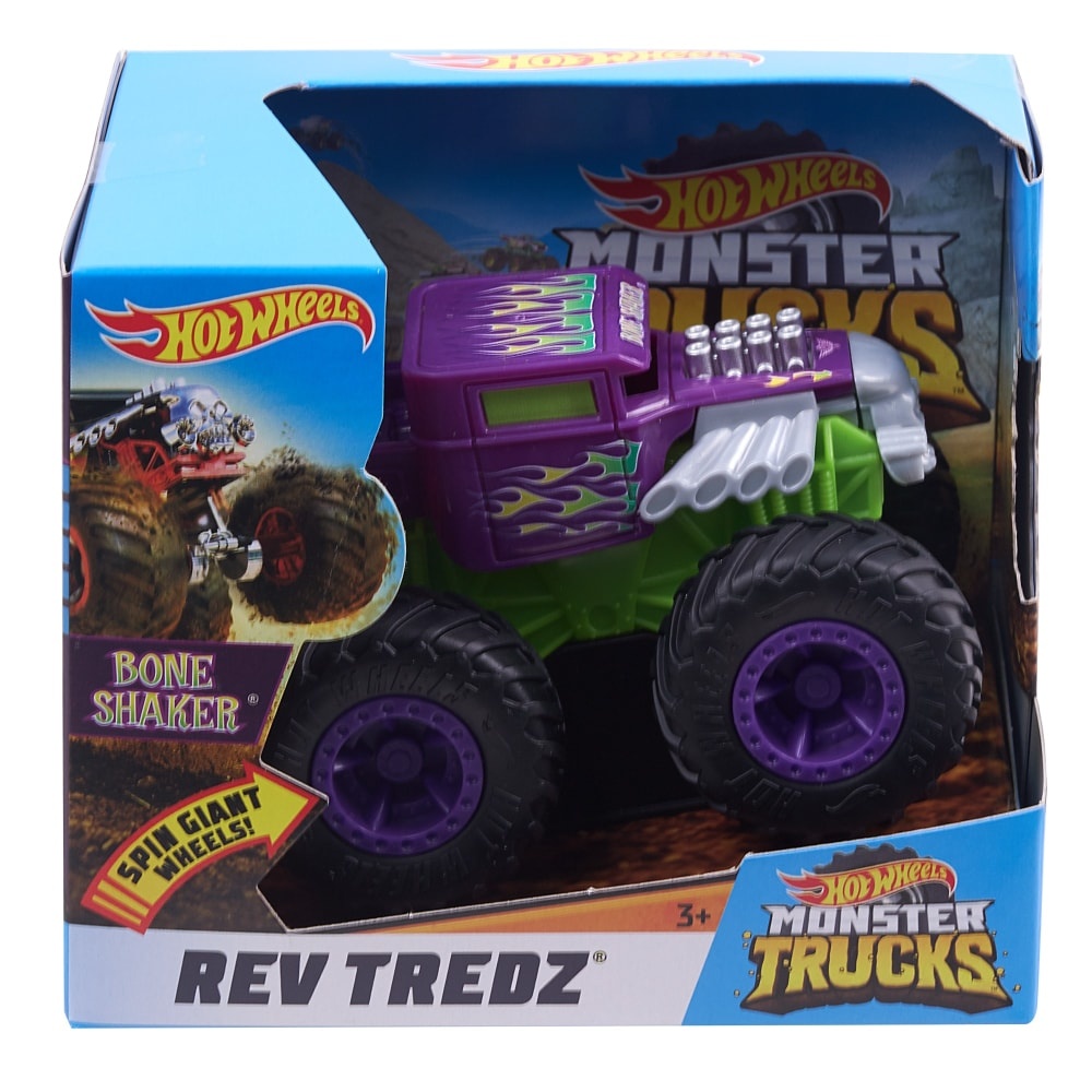 slide 1 of 1, Hot Wheels Monster Trucks Rev Tredz Bone Shaker Vehicle (Styles May Vary), 1 ct