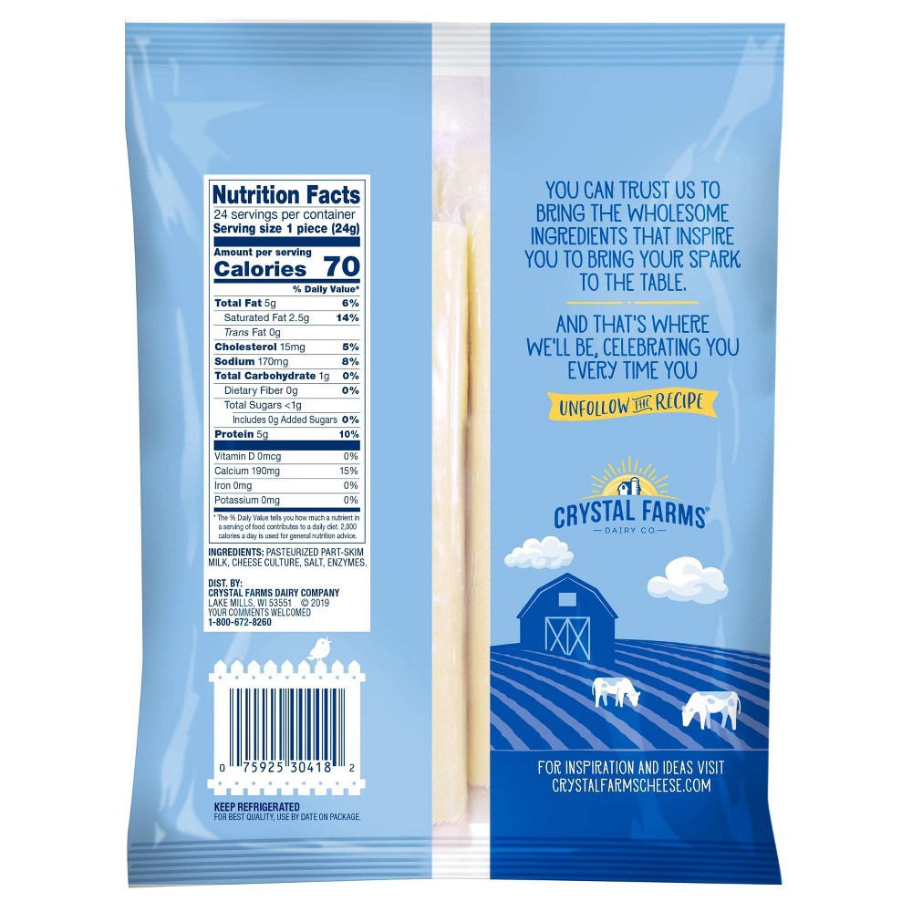 slide 3 of 3, Crystal Farms Wisconsin String Cheese - 24ct, 24 ct