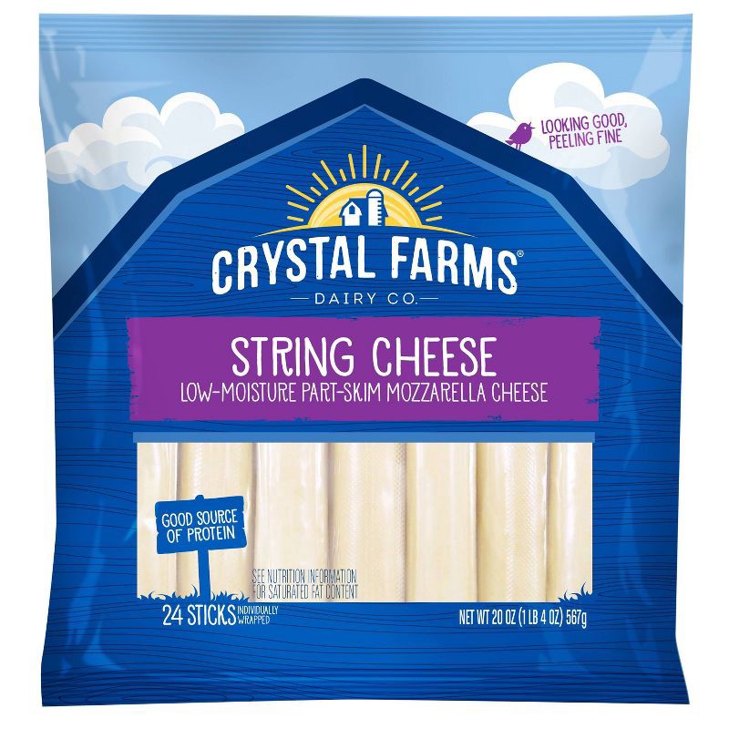 slide 1 of 7, Crystal Farms Wisconsin String Cheese - 20oz/24ct, 24 ct; 20 oz