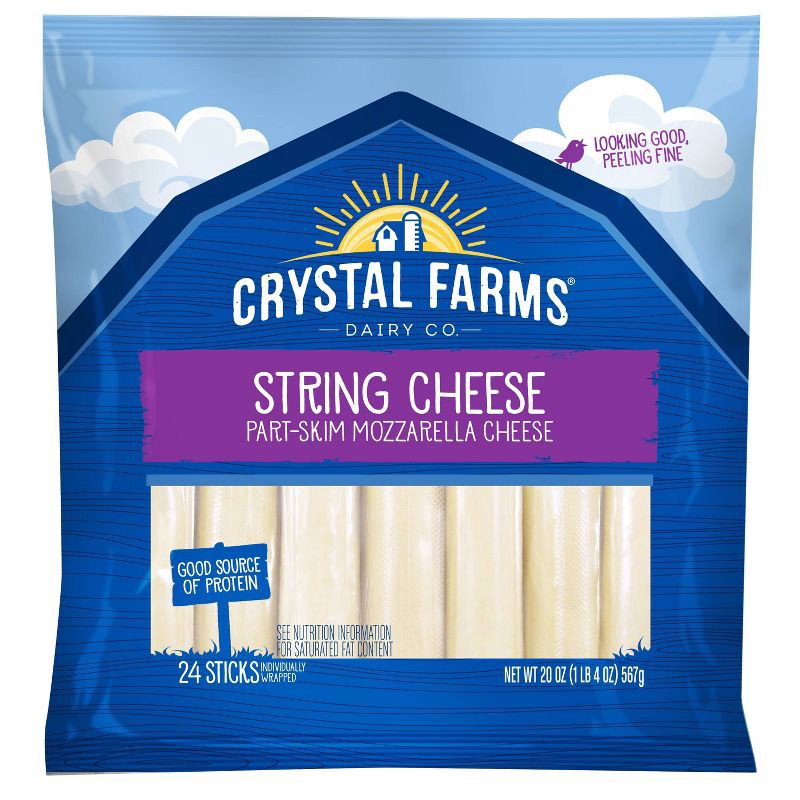 slide 1 of 7, Crystal Farms Wisconsin String Cheese - 20oz/24ct, 24 ct; 20 oz