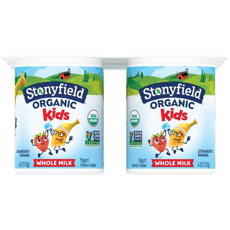 slide 2 of 9, Stonyfield Organic Kids' Strawberry Banana Whole Milk Yogurt - 6ct/4oz Cups, 6 ct; 4 oz