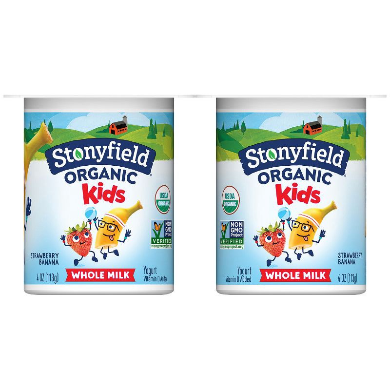 slide 2 of 9, Stonyfield Organic Kids' Strawberry Banana Whole Milk Yogurt - 6ct/4oz Cups, 6 ct; 4 oz