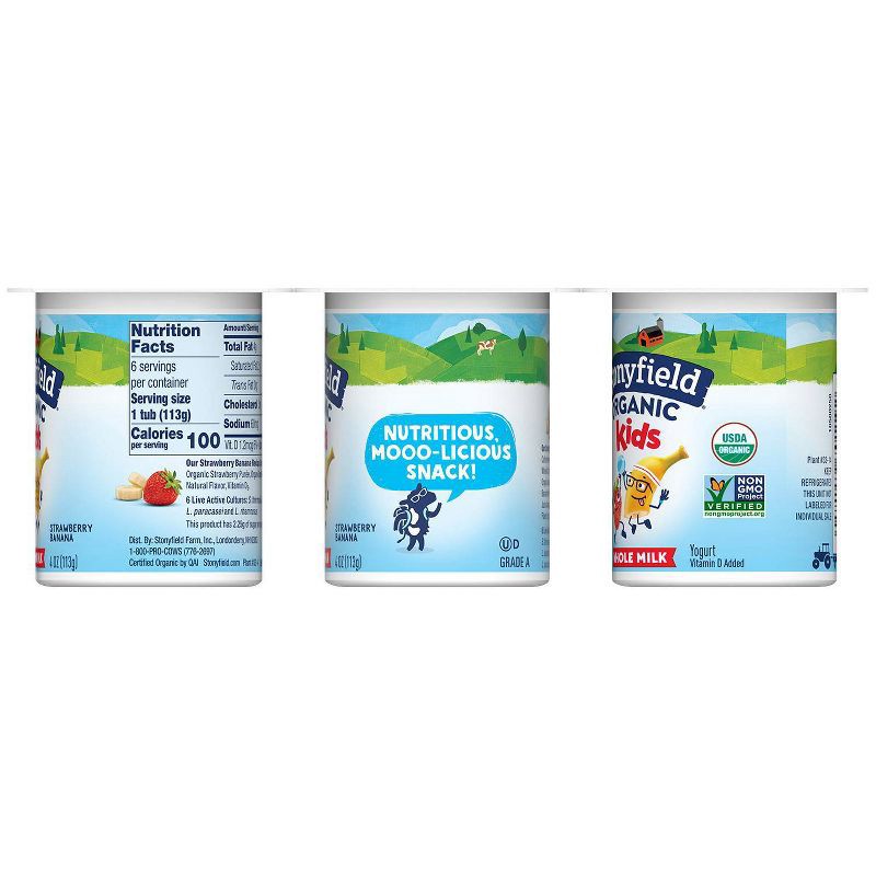 slide 4 of 9, Stonyfield Organic Kids' Strawberry Banana Whole Milk Yogurt - 6ct/4oz Cups, 6 ct; 4 oz