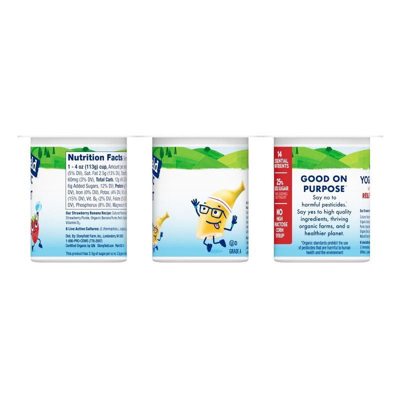 slide 6 of 9, Stonyfield Organic Kids' Strawberry Banana Whole Milk Yogurt - 6ct/4oz Cups, 6 ct; 4 oz