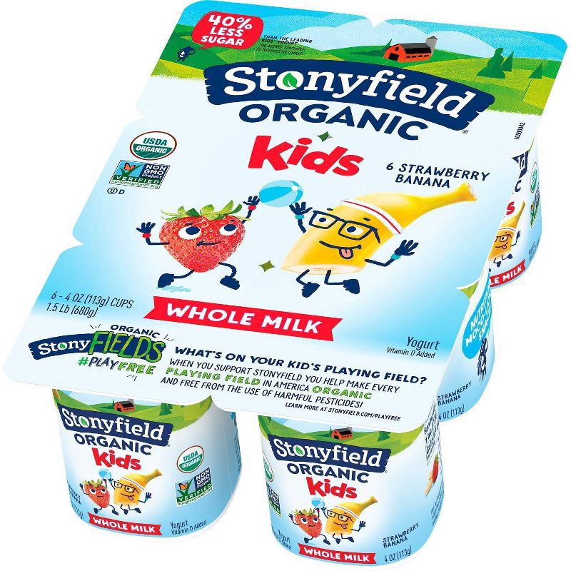 slide 7 of 9, Stonyfield Organic Kids' Strawberry Banana Whole Milk Yogurt - 6ct/4oz Cups, 6 ct; 4 oz