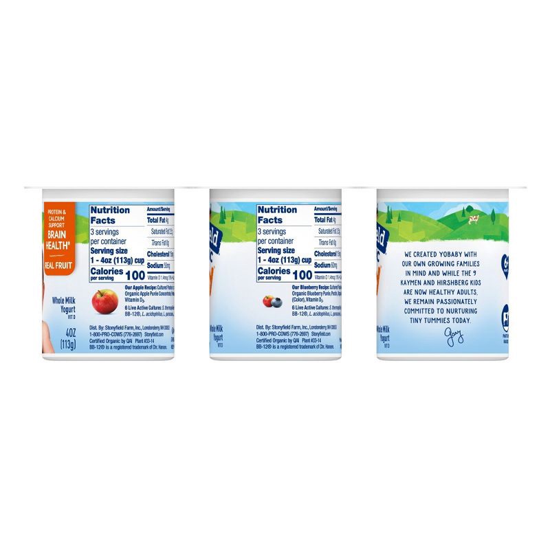 slide 12 of 14, Stonyfield Organic YoBaby Apple & Blueberry Whole Milk Baby Probiotic Yogurt - 24oz/6ct, 6 ct; 24 oz