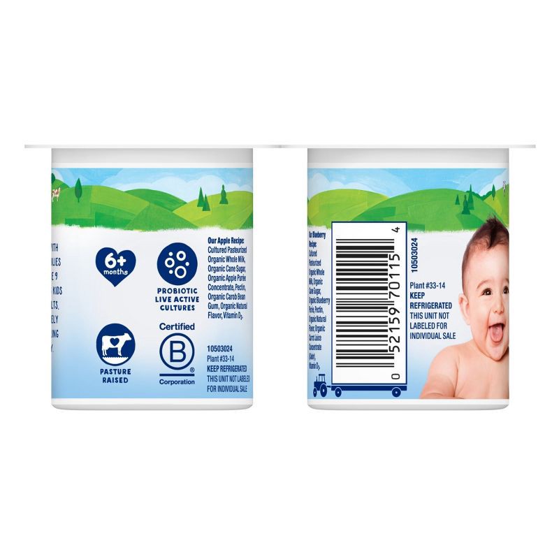slide 13 of 14, Stonyfield Organic YoBaby Apple & Blueberry Whole Milk Baby Probiotic Yogurt - 24oz/6ct, 6 ct; 24 oz
