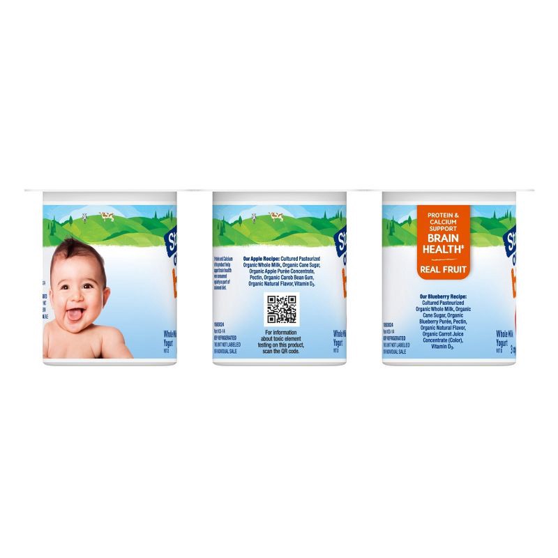 slide 6 of 12, Stonyfield Organic YoBaby Apple & Blueberry Whole Milk Baby Probiotic Yogurt - 24oz/6ct, 6 ct; 24 oz