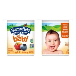 Stonyfield Organic YoBaby Apple & Blueberry Whole Milk Baby Probiotic Yogurt - 24oz/6ct