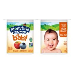 Stonyfield Organic YoBaby Apple & Blueberry Whole Milk Baby Probiotic Yogurt - 24oz/6ct