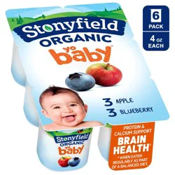 Stonyfield Organic YoBaby Apple &amp; Blueberry Whole Milk Baby Probiotic Yogurt - 24oz/6ct