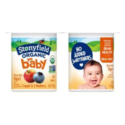 Stonyfield Organic YoBaby Apple & Blueberry Whole Milk Baby Probiotic Yogurt - 24oz/6ct