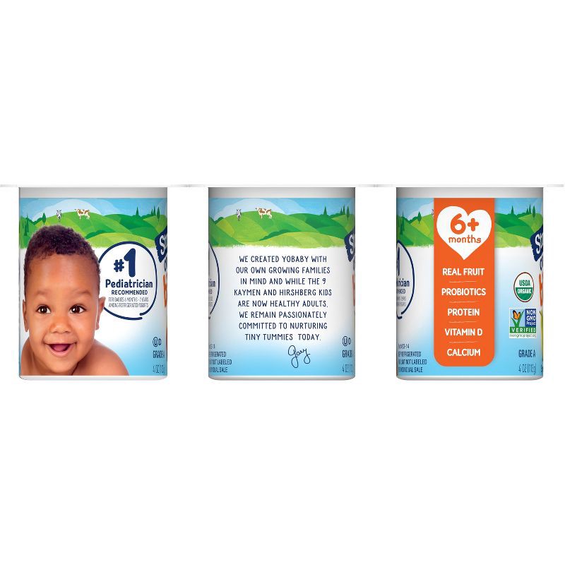 slide 4 of 11, Stonyfield Organic YoBaby Pear & Peach Whole Milk Kids' Probiotic Yogurt - 6ct/4oz Cups, 6 ct; 4 oz