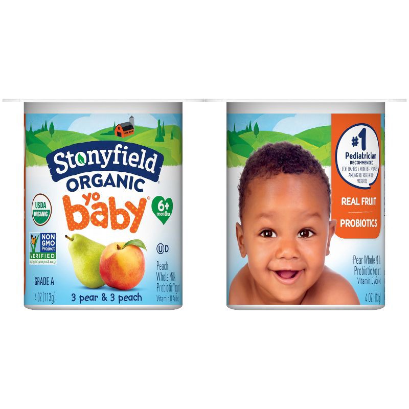 slide 11 of 11, Stonyfield Organic YoBaby Pear & Peach Whole Milk Kids' Probiotic Yogurt - 6ct/4oz Cups, 6 ct; 4 oz