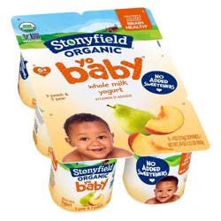Stonyfield Organic YoBaby Pear & Peach Whole Milk Kids' Probiotic Yogurt - 6ct/4oz Cups