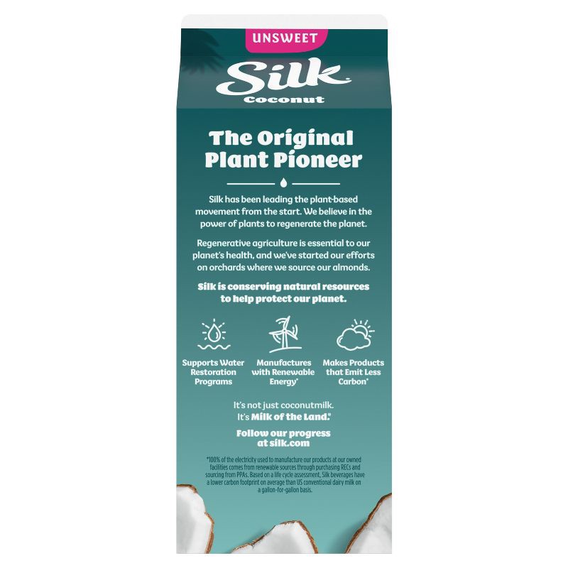 slide 11 of 12, Silk Unsweet Coconut Milk - 0.5gal, 1/2 gal