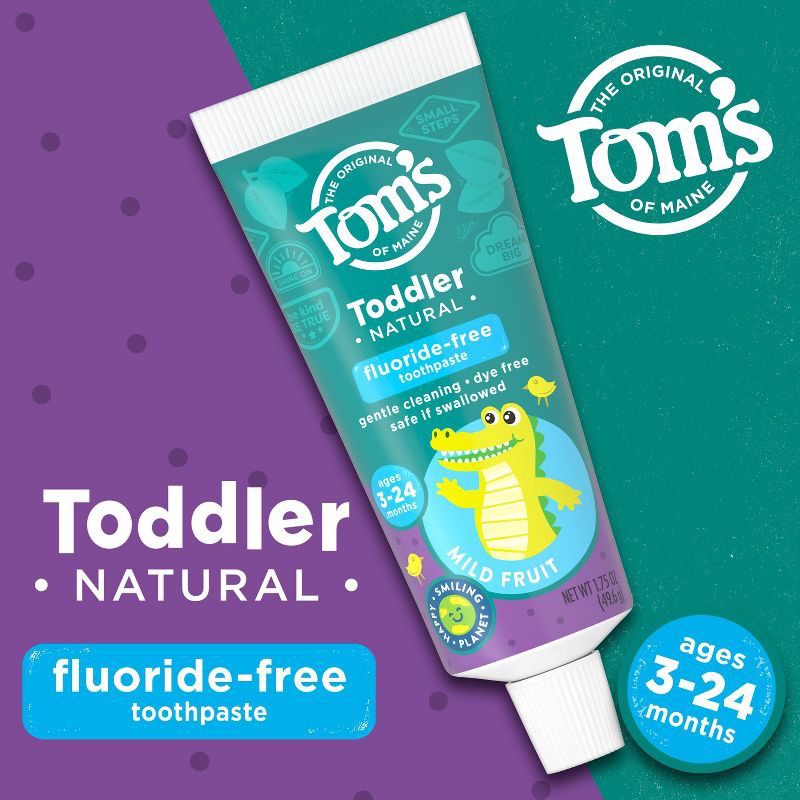 slide 3 of 9, Tom's of Maine Mild Fruit Natural Toddler Training Toothpaste - Trial Size - 1.75oz, 1.75 oz