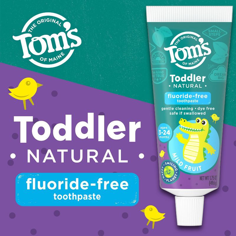 slide 9 of 9, Tom's of Maine Mild Fruit Natural Toddler Training Toothpaste - Trial Size - 1.75oz, 1.75 oz