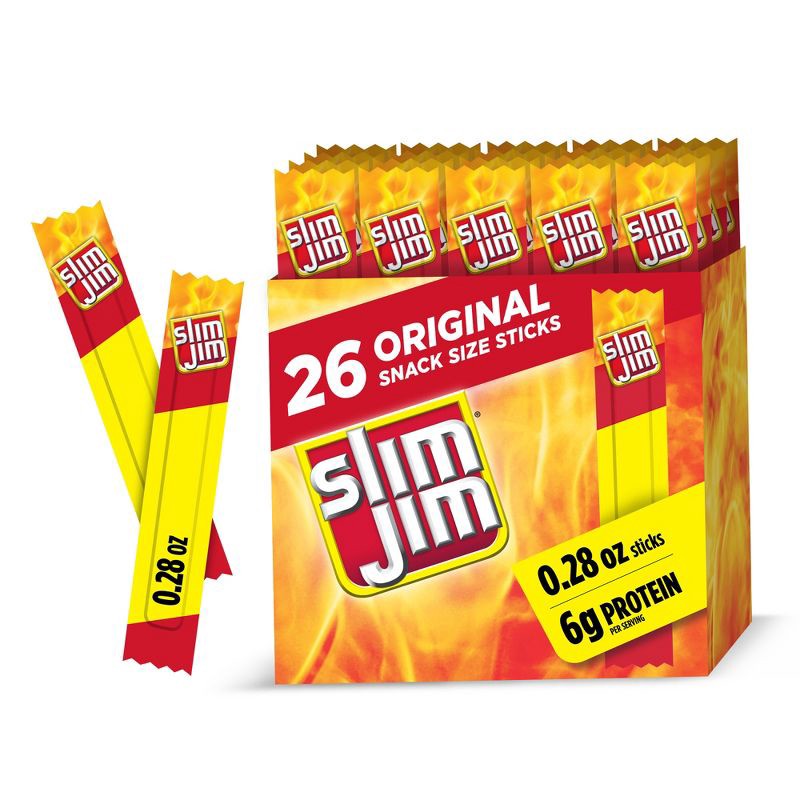 slide 1 of 5, Slim Jim Original Smoked Snack Size Sticks - 7.28oz/26ct, 26 ct; 7.28 oz