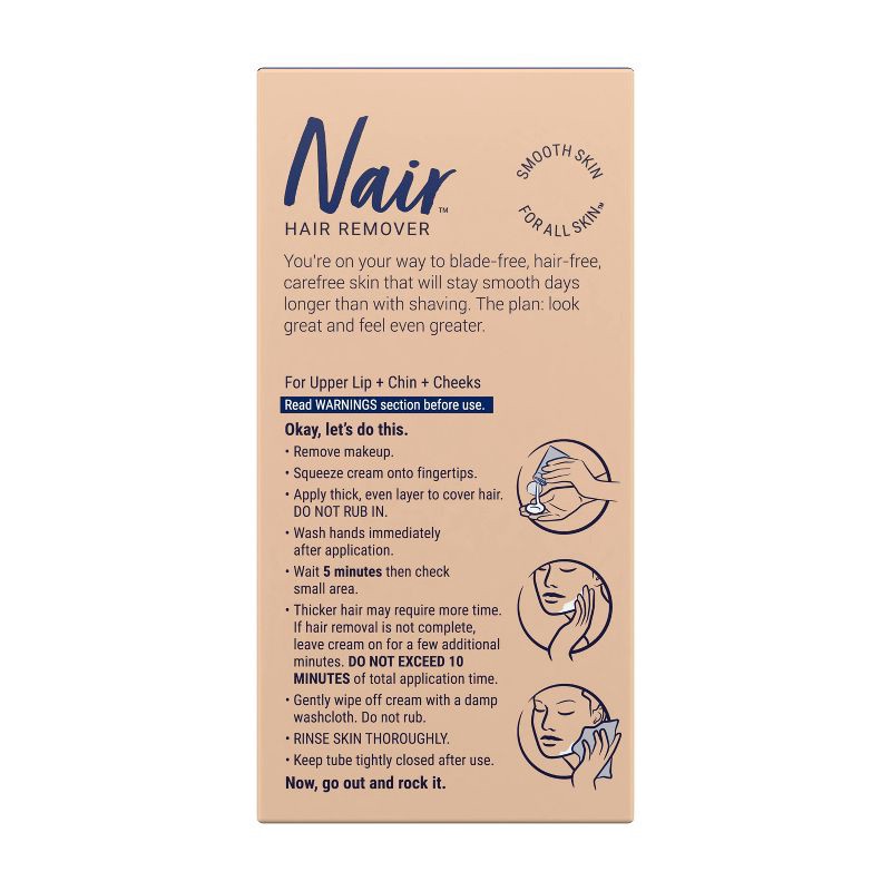 slide 10 of 10, Nair Moisturizing Facial Hair Removal Cream with Sweet Almond Oil - 2.0oz, 2 oz