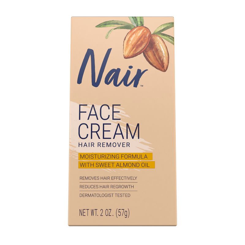 slide 1 of 8, Nair Moisturizing Facial Hair Removal Cream with Sweet Almond Oil - 2.0oz, 2 oz