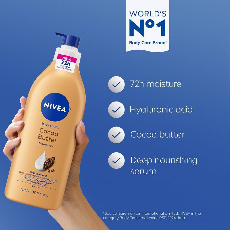 slide 4 of 10, NIVEA Cocoa Butter Body Lotion for Dry Skin - 16.9 fl oz, 16.9 fl oz