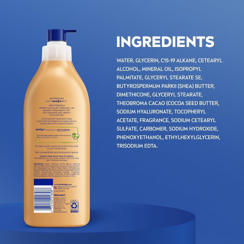 slide 9 of 10, NIVEA Cocoa Butter Body Lotion for Dry Skin - 16.9 fl oz, 16.9 fl oz