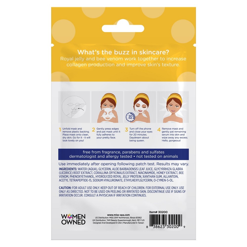 slide 2 of 2, Miss Spa Bee Venom Facial Sheet Mask, 1 ct