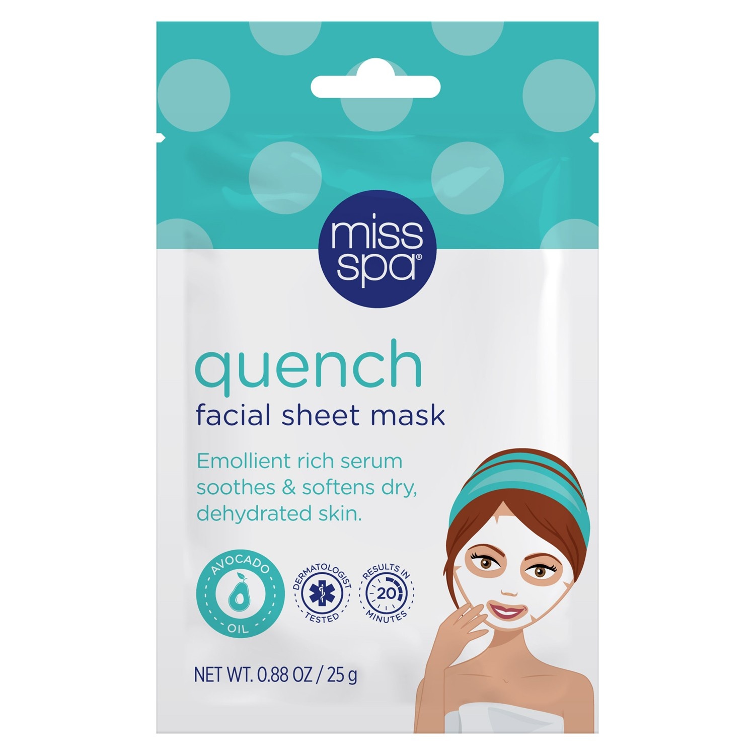 slide 1 of 4, Miss Spa Quench Facial Sheet Mask, 1 ct, 0.88 oz