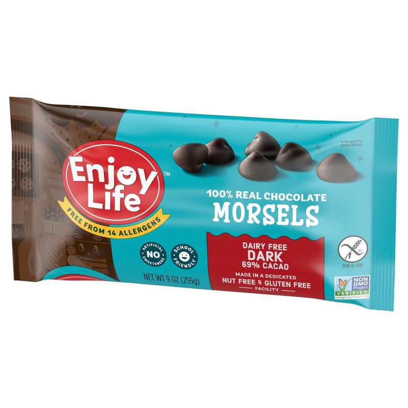 slide 3 of 8, Enjoy Life Dark Chocolate Dairy Free Vegan Baking Morsels - 9oz, 9 oz