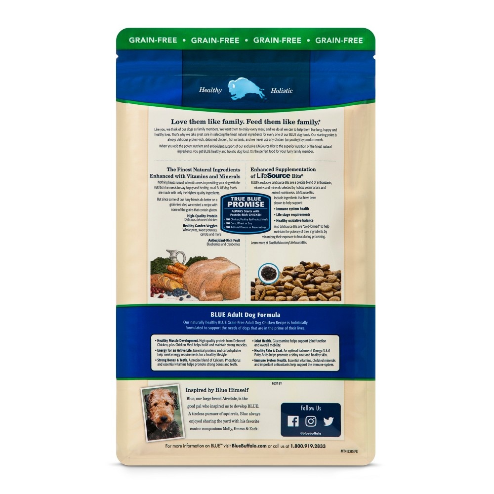 slide 2 of 2, Blue Buffalo Dry Dog Food - Adult Grain Free Chicken , 5 lb