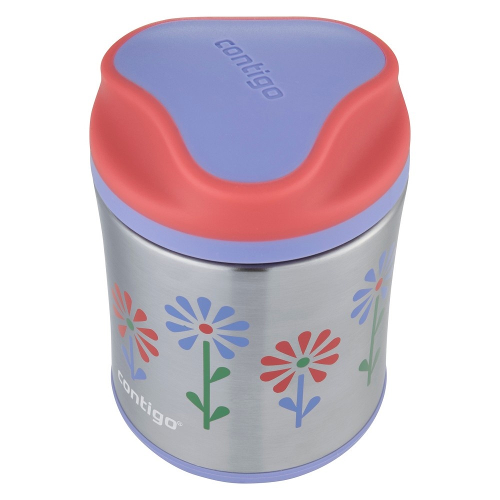 slide 3 of 3, Contigo Stainless Steel Food Jar - Flowers Pink/Purple, 10 oz