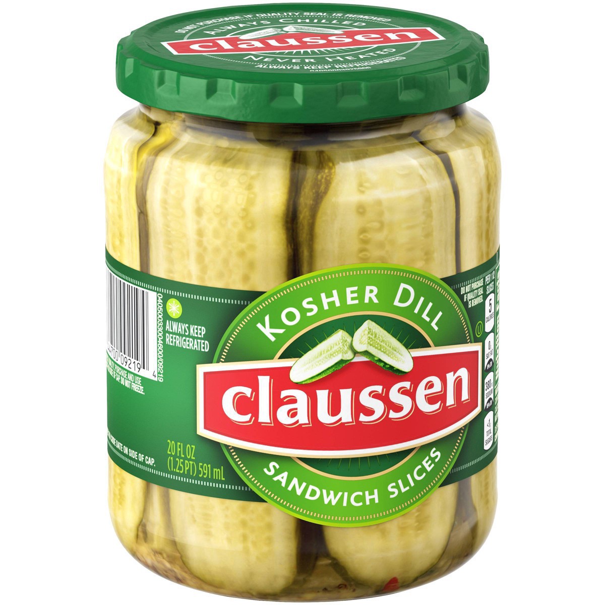 slide 118 of 144, Claussen Kosher Dill Pickle Sandwich Slices, 20 fl. oz. Jar, 20 fl oz