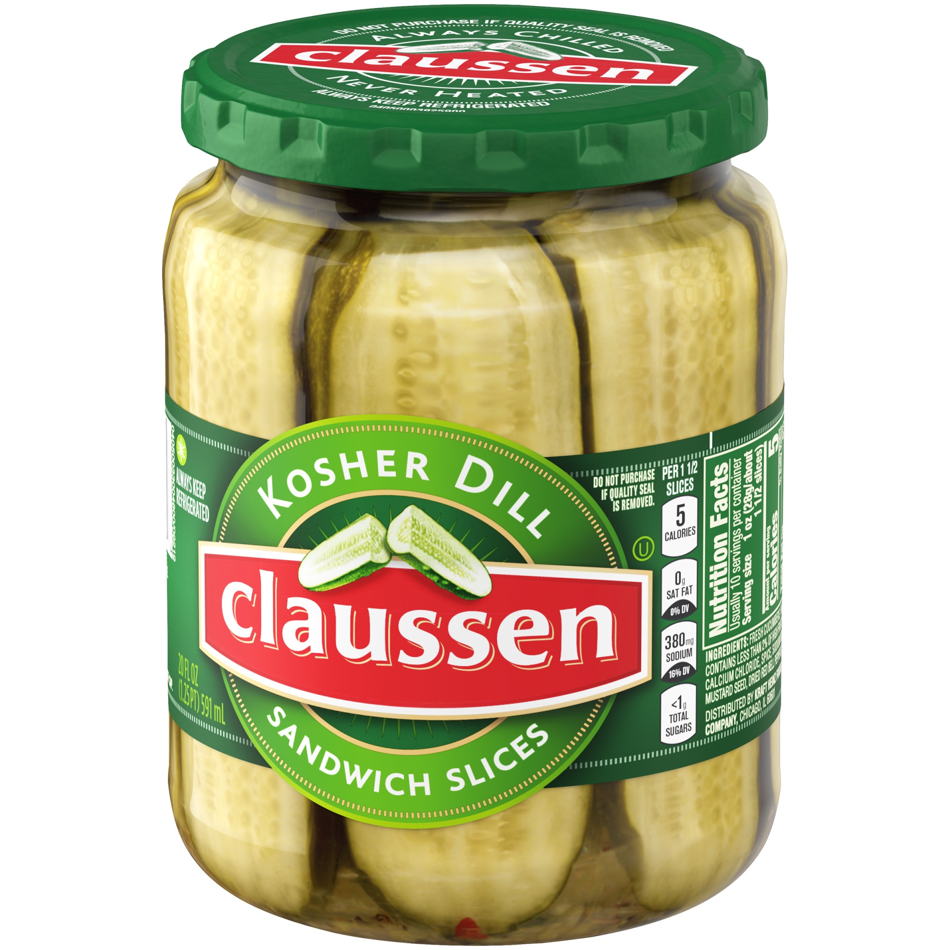 slide 3 of 6, Claussen Kosher Dill Pickle Sandwich Slices, 20 oz