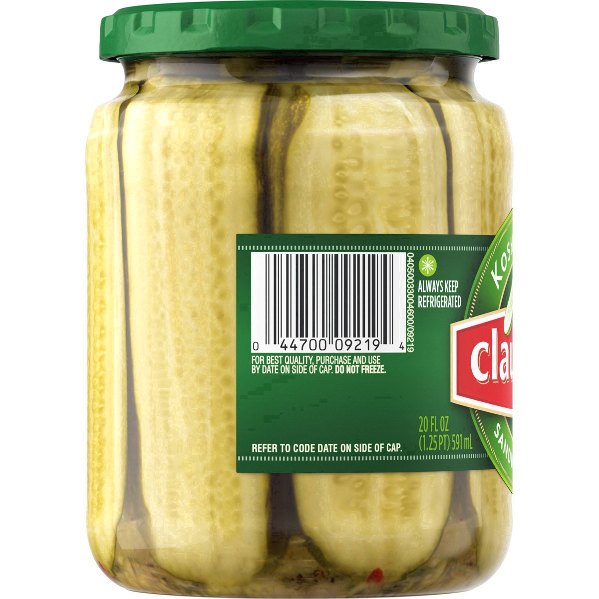 slide 23 of 144, Claussen Kosher Dill Pickle Sandwich Slices, 20 fl. oz. Jar, 20 fl oz