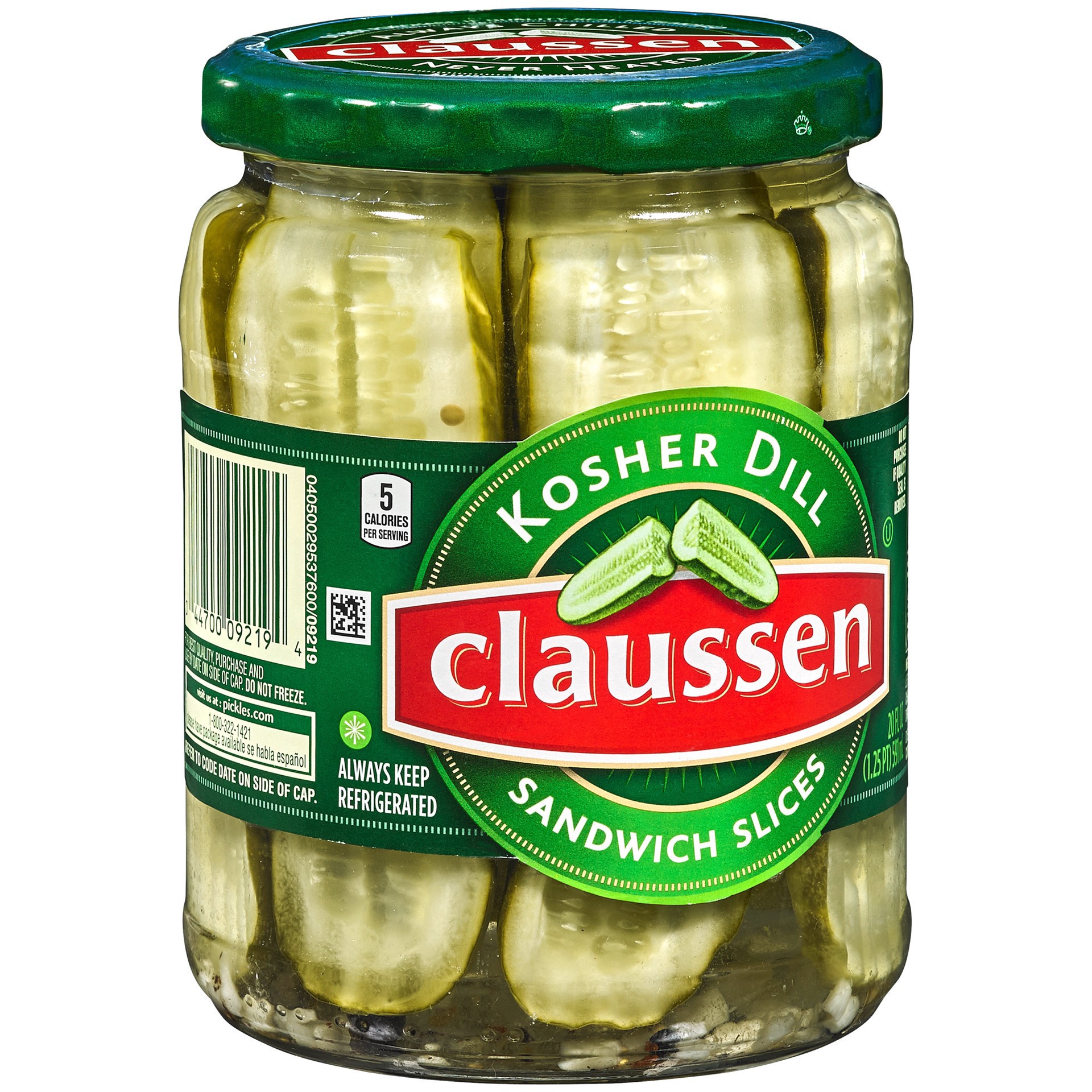 slide 89 of 144, Claussen Kosher Dill Pickle Sandwich Slices, 20 fl. oz. Jar, 20 fl oz