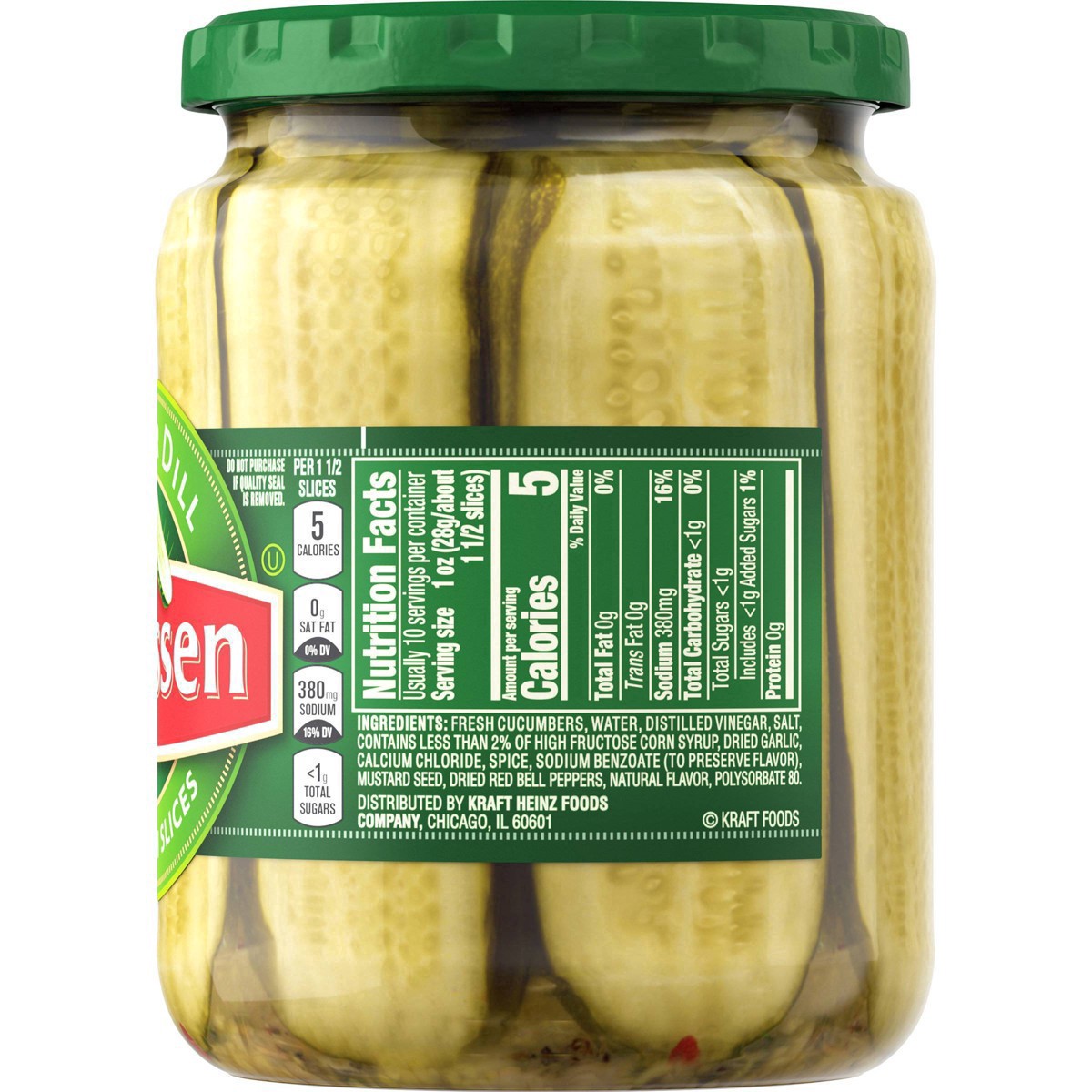 slide 54 of 144, Claussen Kosher Dill Pickle Sandwich Slices, 20 fl. oz. Jar, 20 fl oz