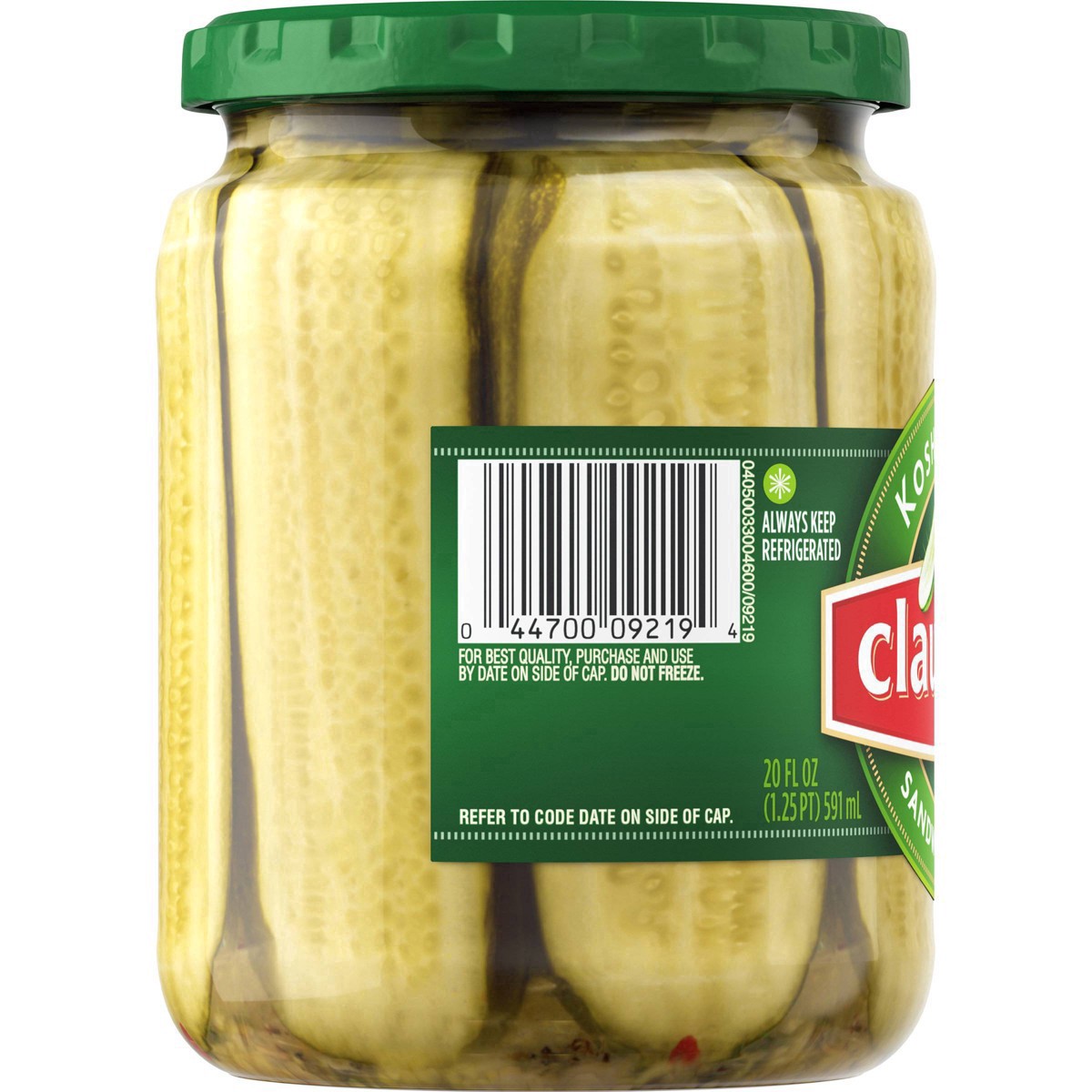 slide 95 of 144, Claussen Kosher Dill Pickle Sandwich Slices, 20 fl. oz. Jar, 20 fl oz