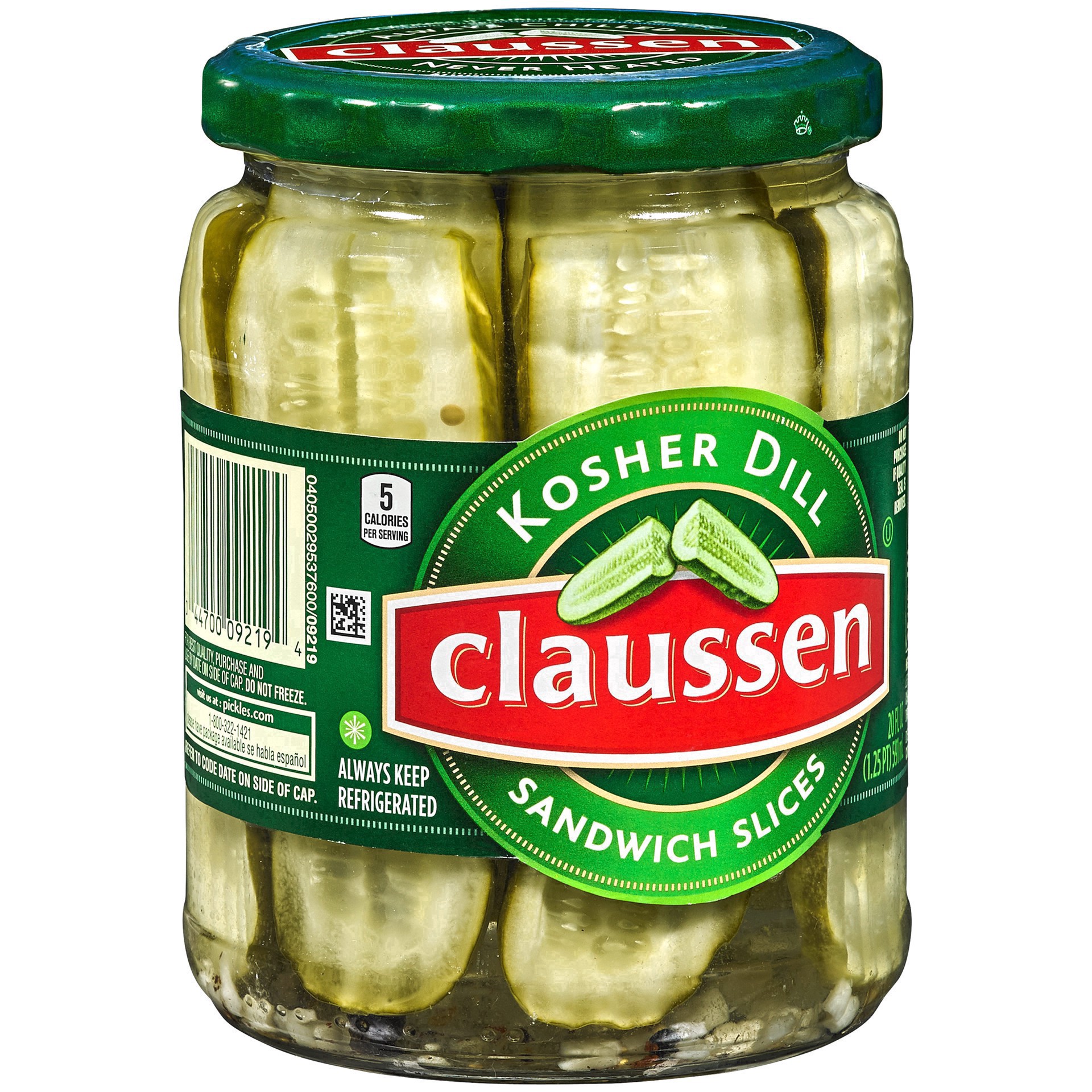 slide 106 of 144, Claussen Kosher Dill Pickle Sandwich Slices, 20 fl. oz. Jar, 20 fl oz