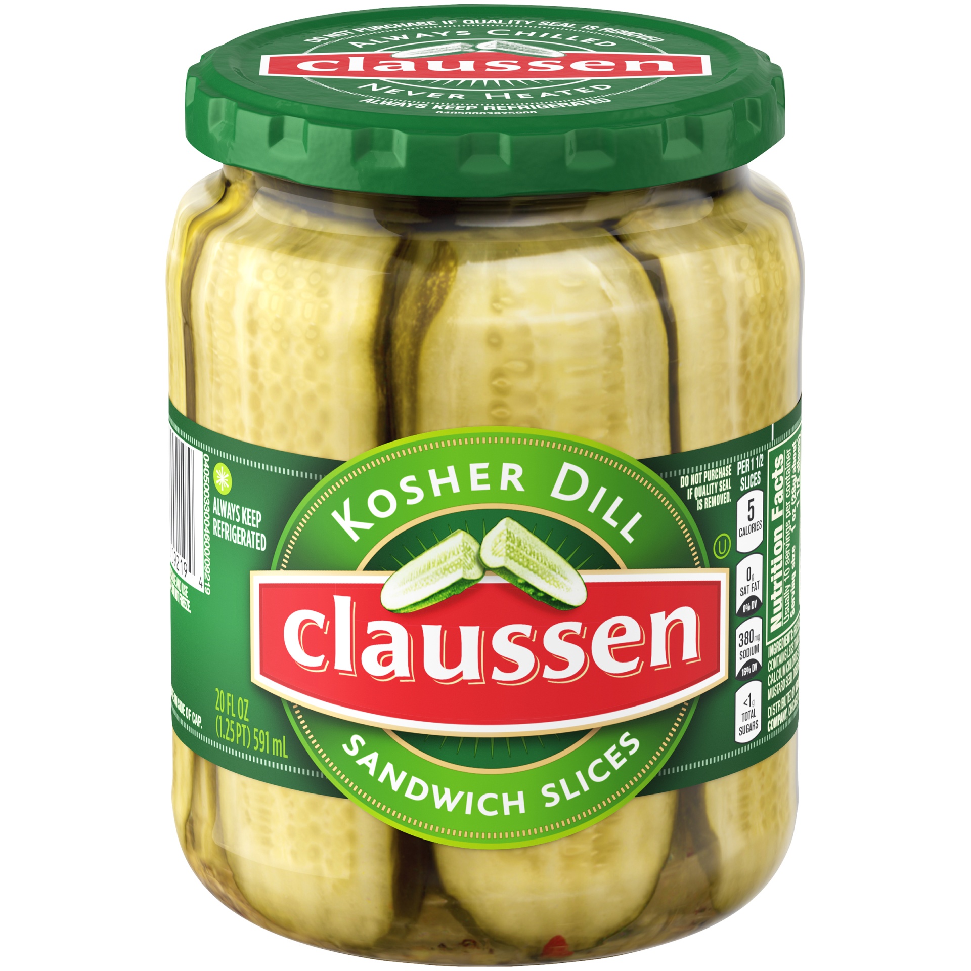 slide 1 of 6, Claussen Kosher Dill Pickle Sandwich Slices, 20 oz
