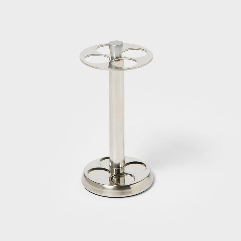slide 3 of 4, Brushed Stainless Steel Toothbrush Holder - Threshold™: Elegant Bathroom Accessory, Metal Stand for Oral Hygiene, 1 ct
