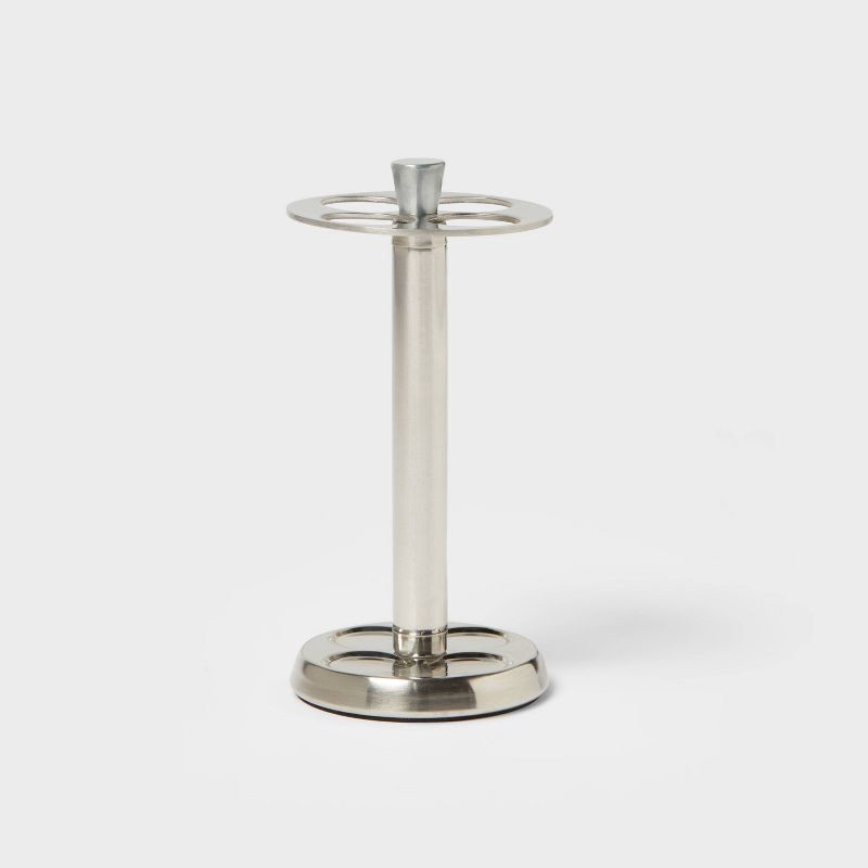 slide 1 of 4, Brushed Stainless Steel Toothbrush Holder - Threshold™: Elegant Bathroom Accessory, Metal Stand for Oral Hygiene, 1 ct
