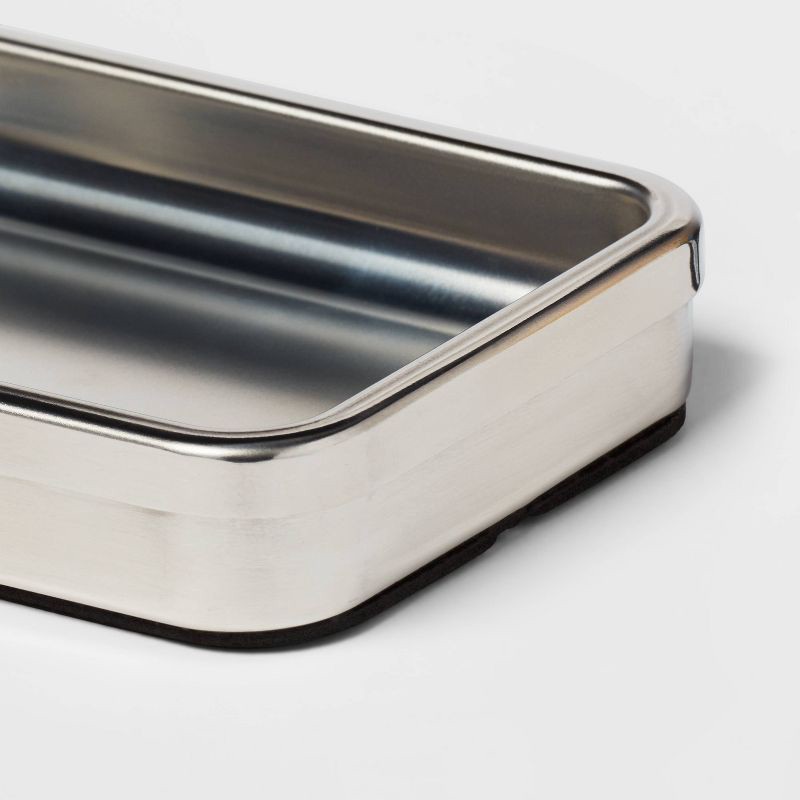 slide 4 of 4, Brushed Stainless Steel Soap Dish - Threshold™: Durable Metal Holder, Easy to Clean, Modern Bathroom Accessory, 1 ct