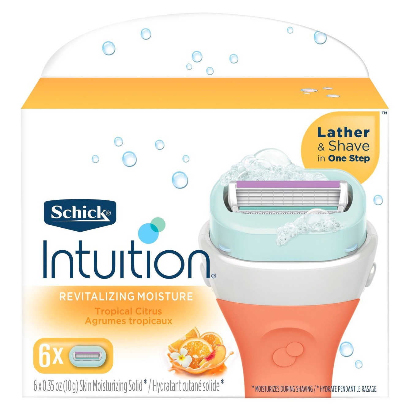 slide 1 of 1, Schick Intuition Revitalizing Moisture Razor Blades, 6 ct